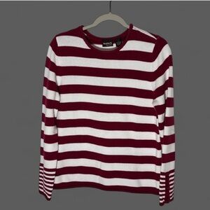 Women's Red and White Striped Sweater -rolled neck -Size L